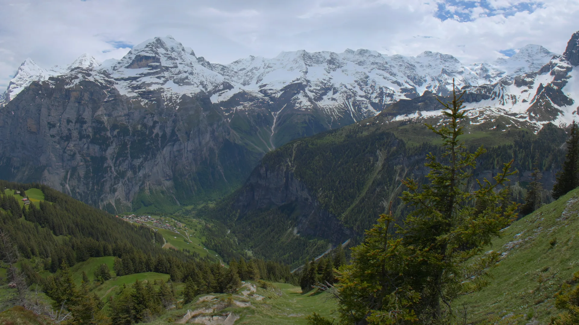Above a Swiss Mountain Village, Bernese Oberland, Switzerland