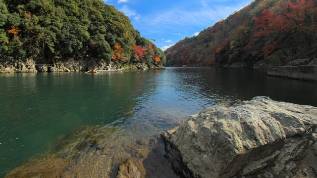 Autumn River Flow, Kyoto, Japan