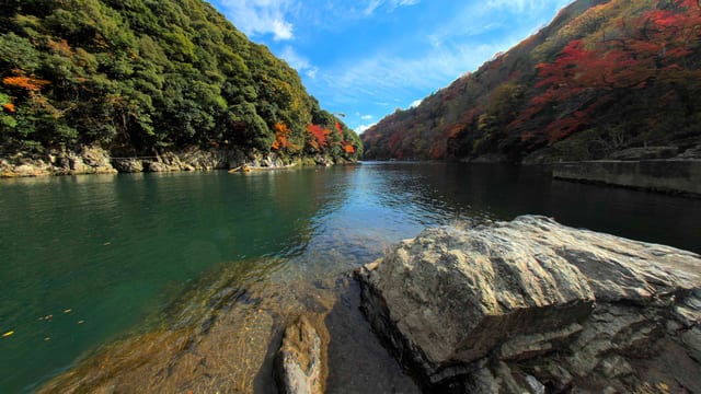 Autumn River Flow, Kyoto, Japan