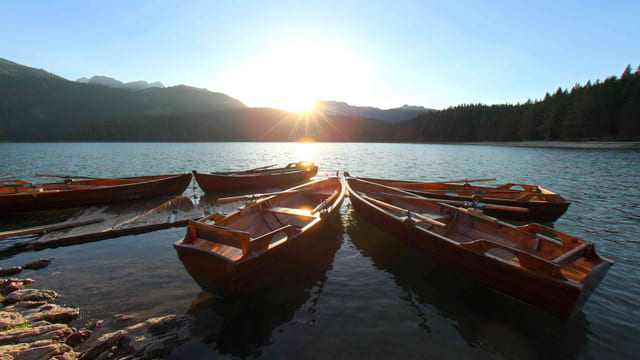 Boats of Black Lake, Durmitor, Montenegro