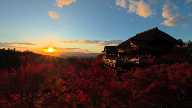 Sunset Over Kyoto Temple, Kyoto, Japan